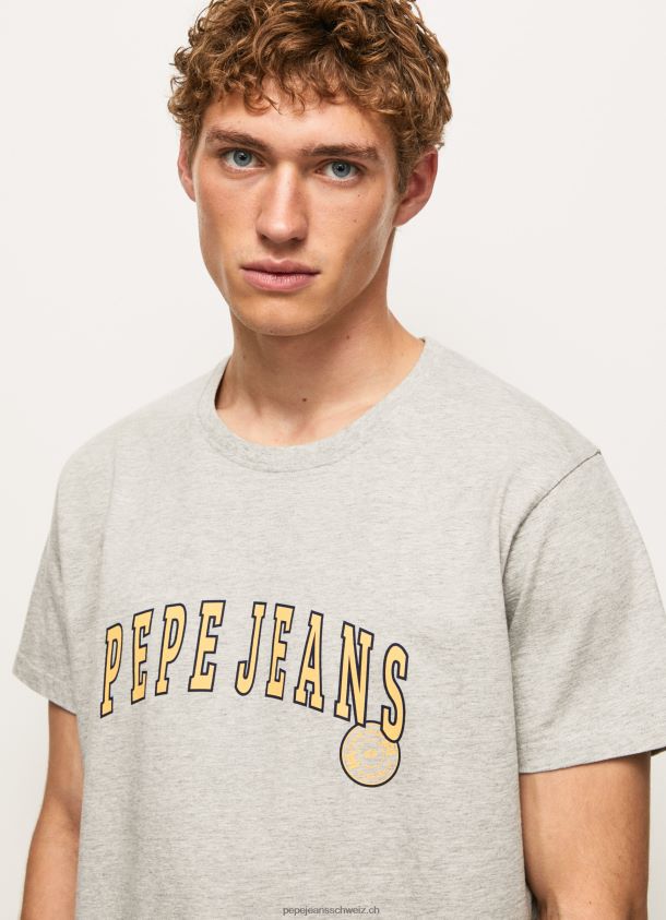 T-Shirt mit Logo-Print Männer Pepe Jeans hellgrau meliert 84XH6T971