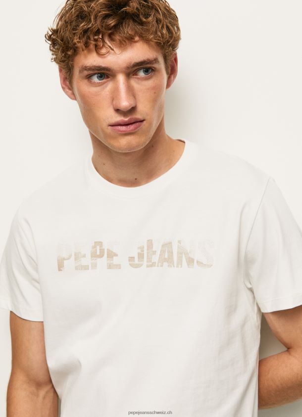 T-Shirt mit Logo-Print Männer Pepe Jeans nicht-gerade weiss 84XH6T961