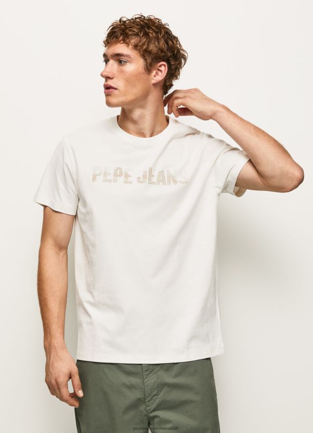 T-Shirt mit Logo-Print Männer Pepe Jeans nicht-gerade weiss 84XH6T961