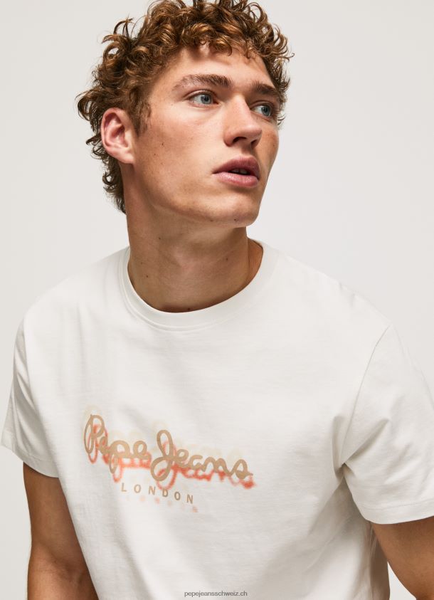 T-Shirt mit Logo-Print Männer Pepe Jeans nicht-gerade weiss 84XH6T992