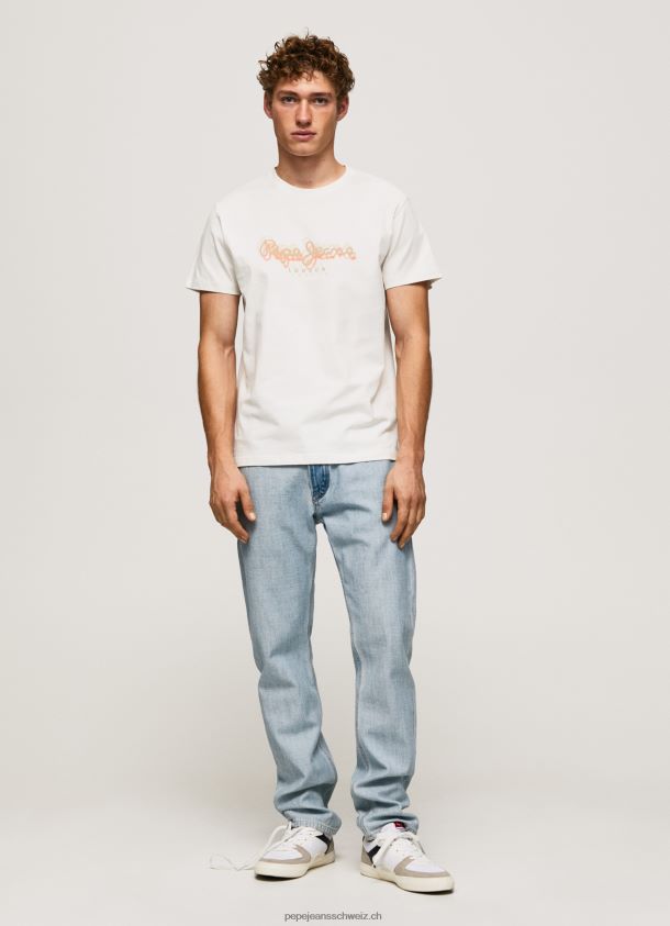 T-Shirt mit Logo-Print Männer Pepe Jeans nicht-gerade weiss 84XH6T992
