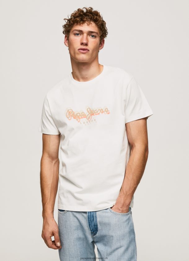 T-Shirt mit Logo-Print Männer Pepe Jeans nicht-gerade weiss 84XH6T992