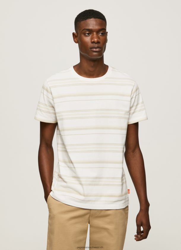 T-Shirt mit gestreiftem Aufdruck Männer Pepe Jeans nicht-gerade weiss 84XH6T994