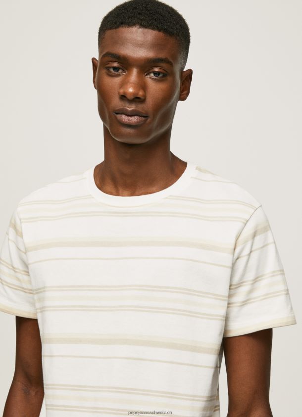 T-Shirt mit gestreiftem Aufdruck Männer Pepe Jeans nicht-gerade weiss 84XH6T994