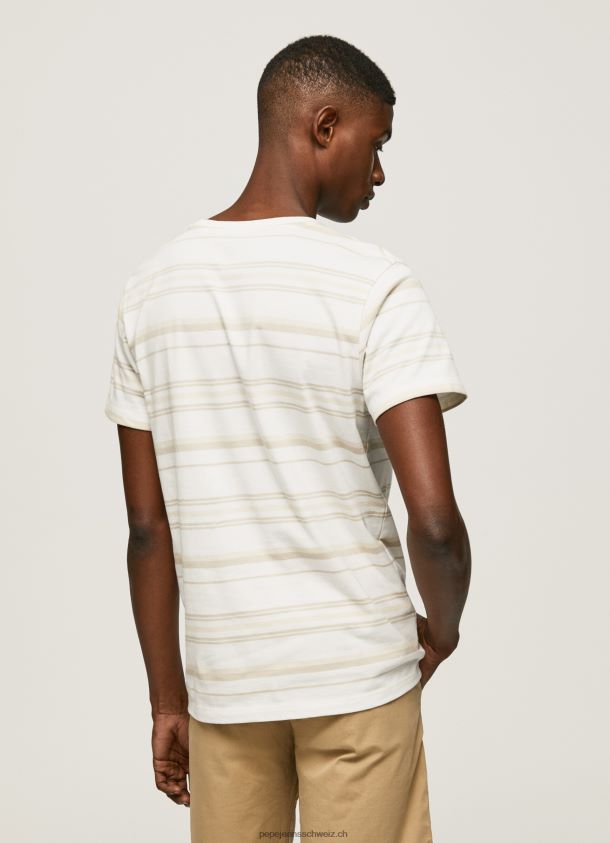 T-Shirt mit gestreiftem Aufdruck Männer Pepe Jeans nicht-gerade weiss 84XH6T994