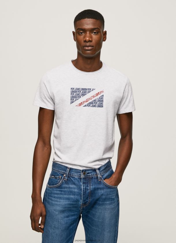 T-Shirt mit marmoriertem Logo-Print Männer Pepe Jeans Weiss 84XH6T987