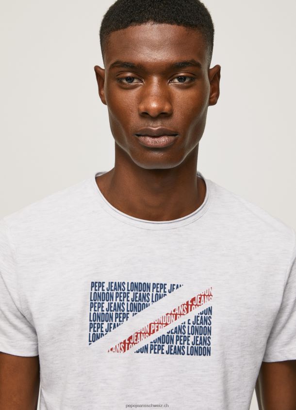 T-Shirt mit marmoriertem Logo-Print Männer Pepe Jeans Weiss 84XH6T987