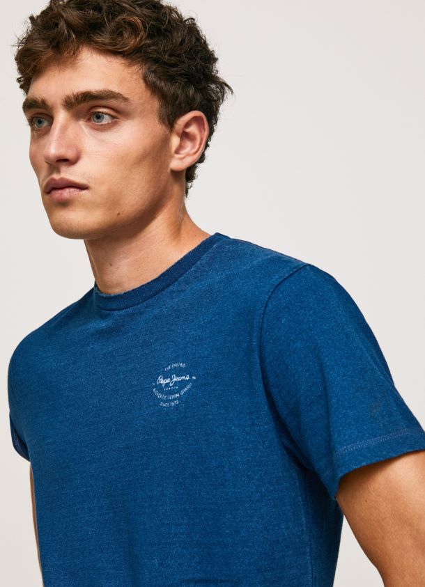 bedrucktes T-Shirt aus Baumwolle mit Logo Männer Pepe Jeans Indigo 84XH6T968