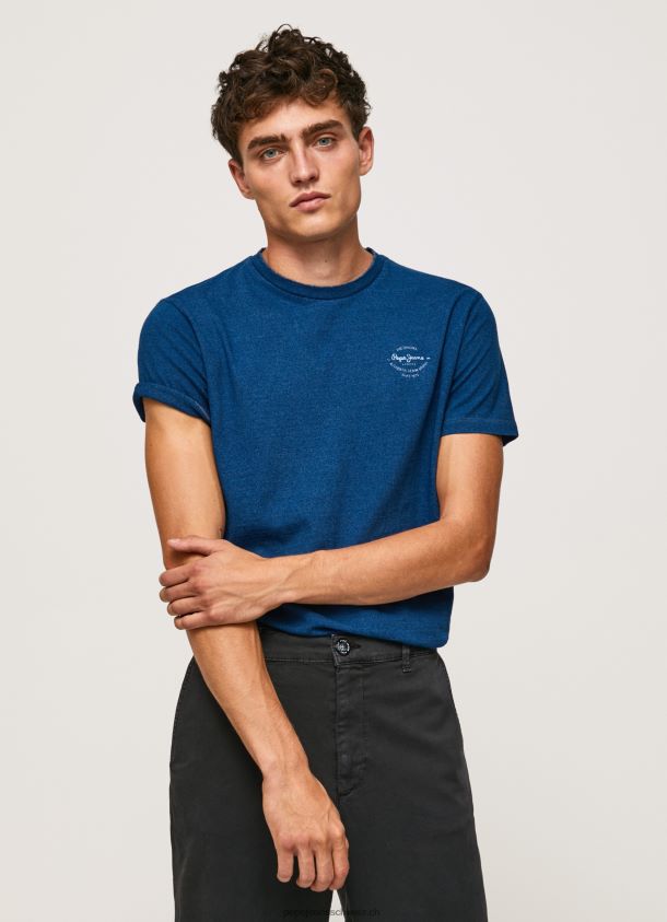 bedrucktes T-Shirt aus Baumwolle mit Logo Männer Pepe Jeans Indigo 84XH6T968