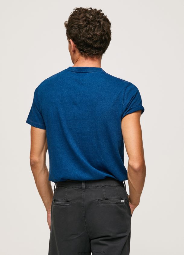 bedrucktes T-Shirt aus Baumwolle mit Logo Männer Pepe Jeans Indigo 84XH6T968