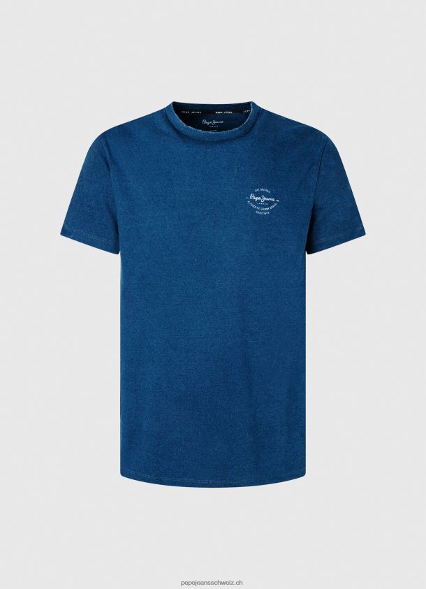 bedrucktes T-Shirt aus Baumwolle mit Logo Männer Pepe Jeans Indigo 84XH6T968