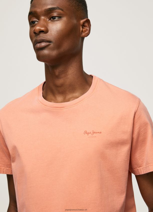bedrucktes T-Shirt aus Baumwolle mit Logo Männer Pepe Jeans Kürbis orange 84XH6T944