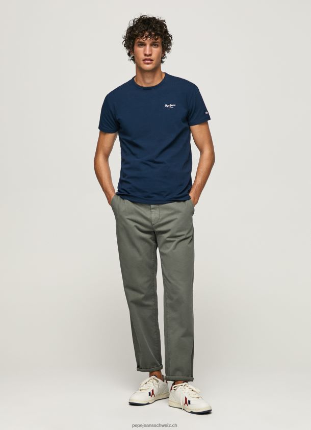 bedrucktes T-Shirt aus Baumwolle mit Logo Männer Pepe Jeans Marine 84XH6T1010