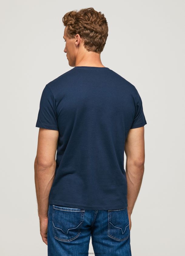 bedrucktes T-Shirt aus Baumwolle mit Logo Männer Pepe Jeans Marine 84XH6T999