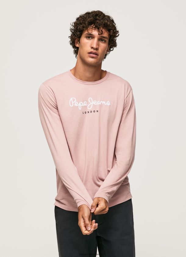 bedrucktes T-Shirt aus Baumwolle mit Logo Männer Pepe Jeans Rosa bleichen 84XH6T915