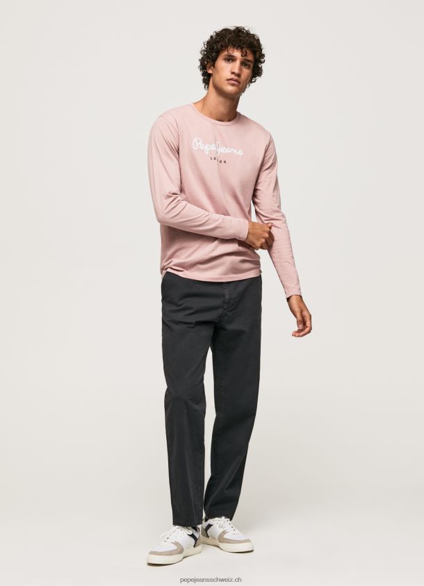 bedrucktes T-Shirt aus Baumwolle mit Logo Männer Pepe Jeans Rosa bleichen 84XH6T915