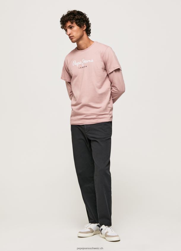bedrucktes T-Shirt aus Baumwolle mit Logo Männer Pepe Jeans Rosa bleichen 84XH6T917