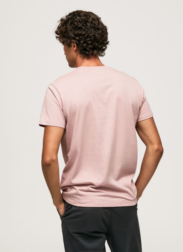 bedrucktes T-Shirt aus Baumwolle mit Logo Männer Pepe Jeans Rosa bleichen 84XH6T917