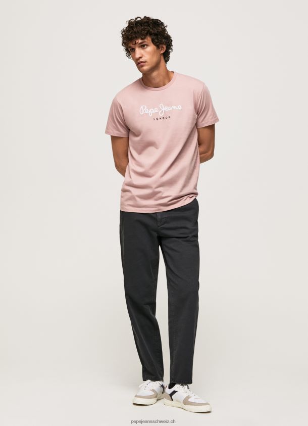 bedrucktes T-Shirt aus Baumwolle mit Logo Männer Pepe Jeans Rosa bleichen 84XH6T917