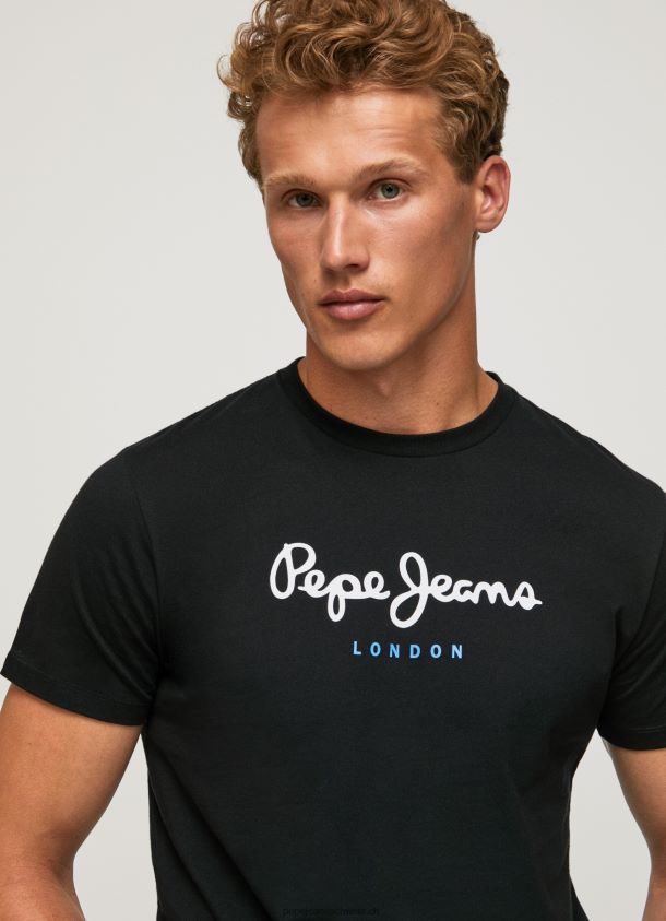 bedrucktes T-Shirt aus Baumwolle mit Logo Männer Pepe Jeans Schwarz 84XH6T1000