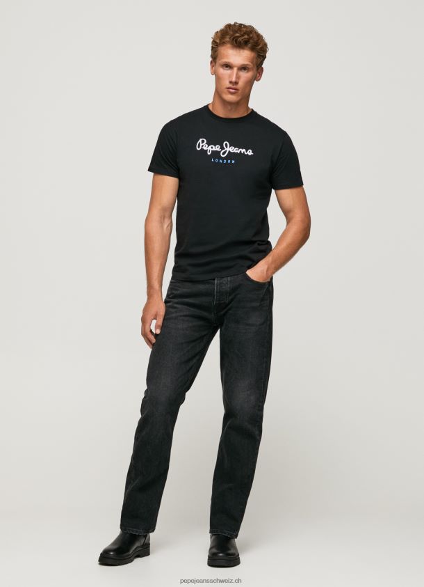 bedrucktes T-Shirt aus Baumwolle mit Logo Männer Pepe Jeans Schwarz 84XH6T1000
