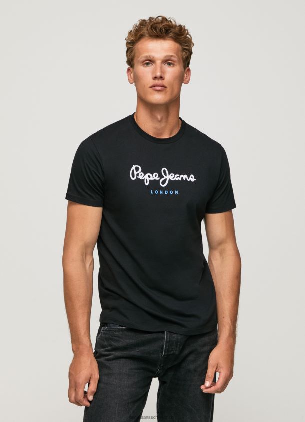 bedrucktes T-Shirt aus Baumwolle mit Logo Männer Pepe Jeans Schwarz 84XH6T1000