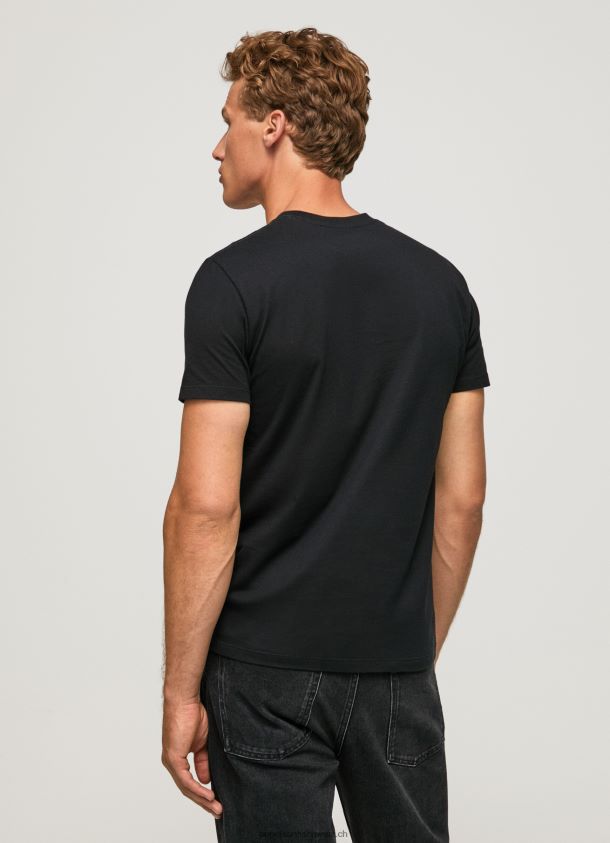 bedrucktes T-Shirt aus Baumwolle mit Logo Männer Pepe Jeans Schwarz 84XH6T1000