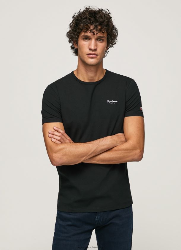 bedrucktes T-Shirt aus Baumwolle mit Logo Männer Pepe Jeans Schwarz 84XH6T1012