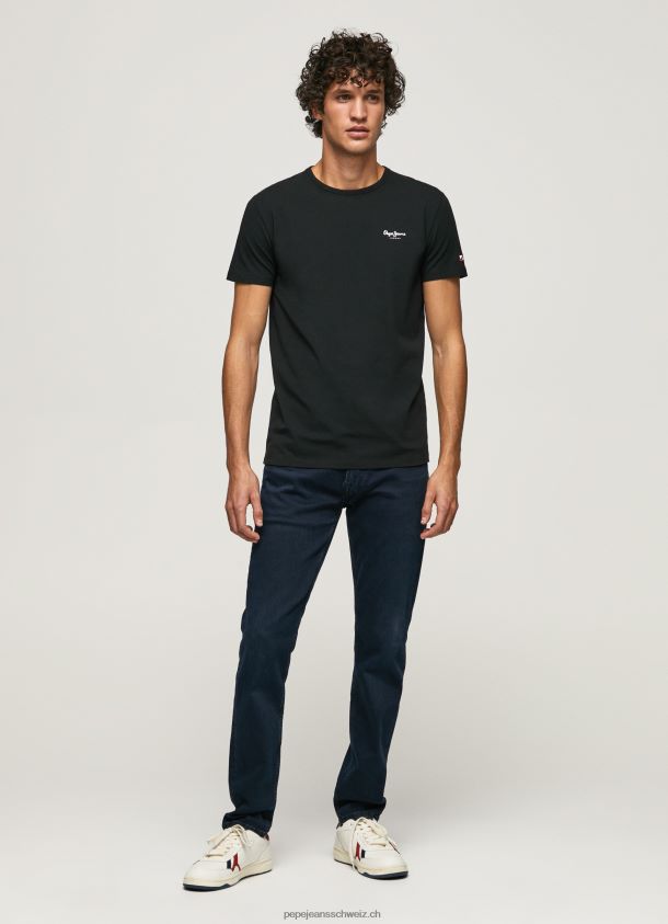 bedrucktes T-Shirt aus Baumwolle mit Logo Männer Pepe Jeans Schwarz 84XH6T1012