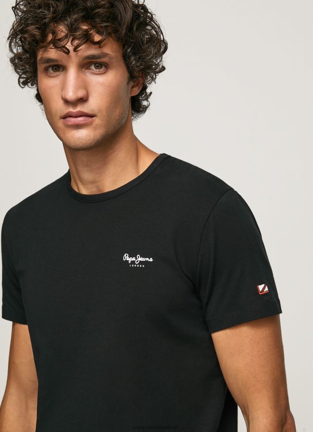 bedrucktes T-Shirt aus Baumwolle mit Logo Männer Pepe Jeans Schwarz 84XH6T1012