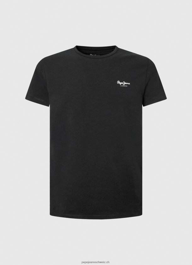 bedrucktes T-Shirt aus Baumwolle mit Logo Männer Pepe Jeans Schwarz 84XH6T1012