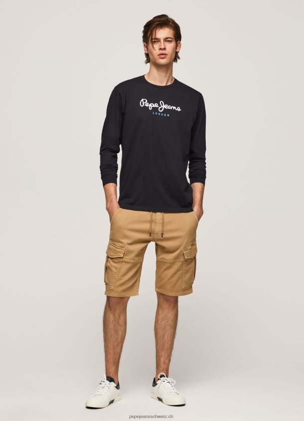 bedrucktes T-Shirt aus Baumwolle mit Logo Männer Pepe Jeans Schwarz 84XH6T1019