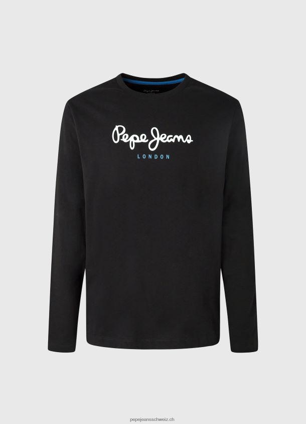 bedrucktes T-Shirt aus Baumwolle mit Logo Männer Pepe Jeans Schwarz 84XH6T1019