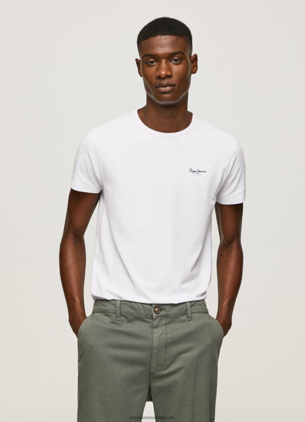 bedrucktes T-Shirt aus Baumwolle mit Logo Männer Pepe Jeans Weiss 84XH6T1011