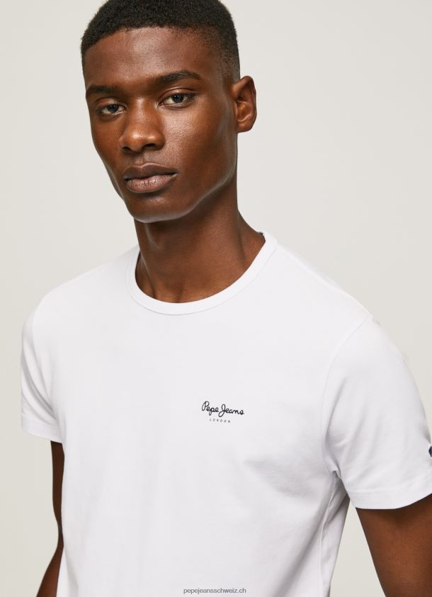 bedrucktes T-Shirt aus Baumwolle mit Logo Männer Pepe Jeans Weiss 84XH6T1011