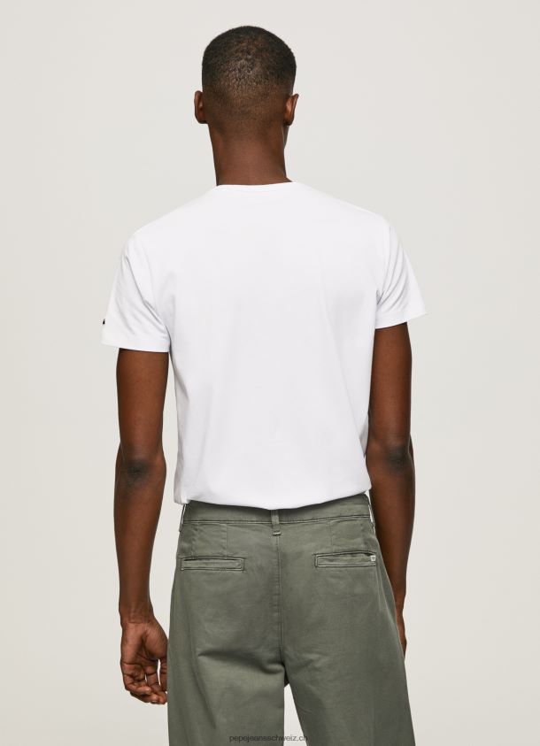 bedrucktes T-Shirt aus Baumwolle mit Logo Männer Pepe Jeans Weiss 84XH6T1011