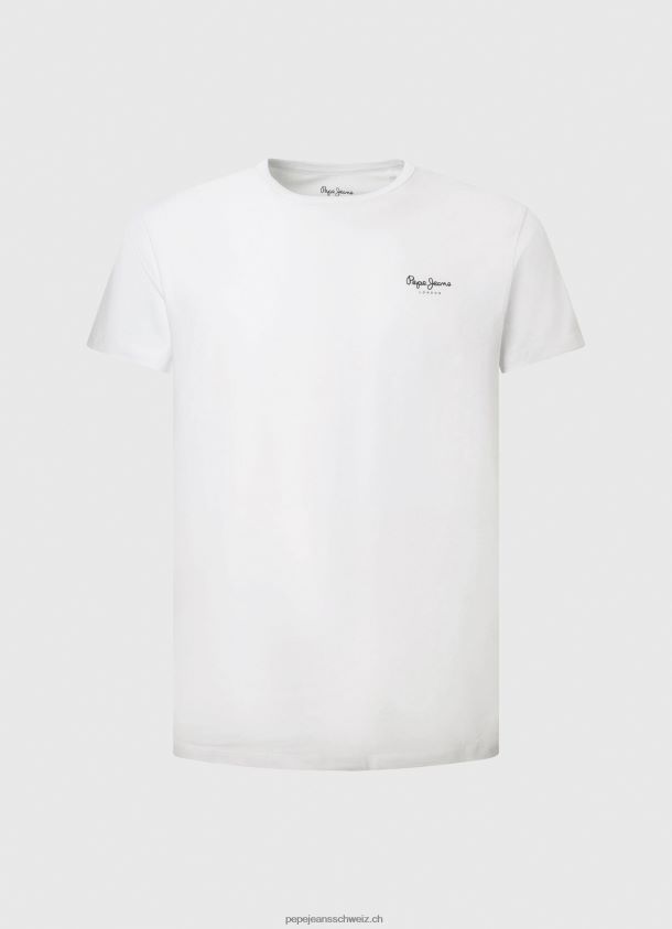 bedrucktes T-Shirt aus Baumwolle mit Logo Männer Pepe Jeans Weiss 84XH6T1011