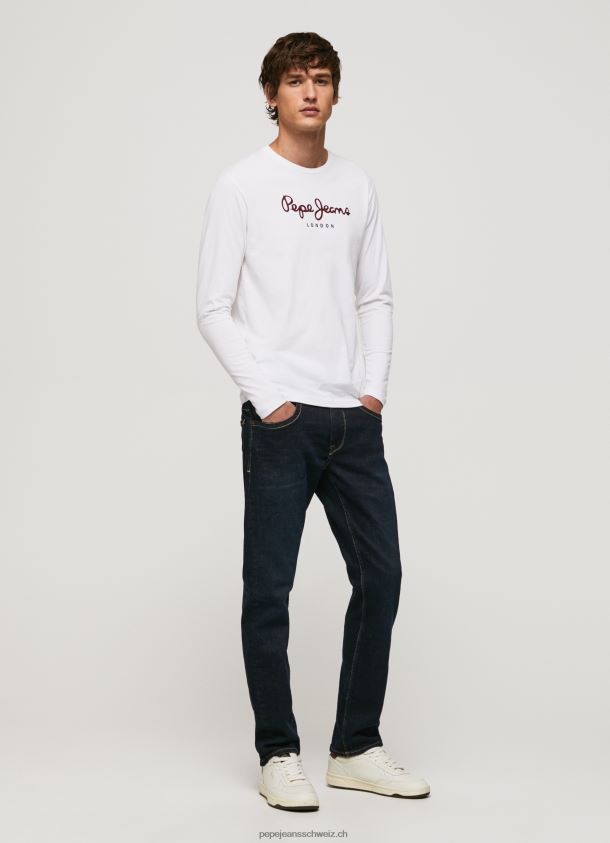 bedrucktes T-Shirt aus Baumwolle mit Logo Männer Pepe Jeans Weiss 84XH6T1018