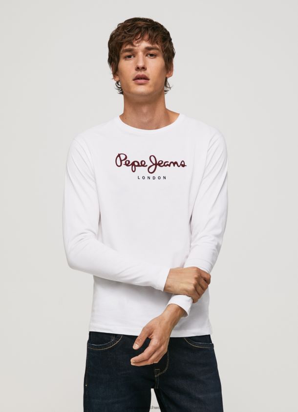 bedrucktes T-Shirt aus Baumwolle mit Logo Männer Pepe Jeans Weiss 84XH6T1018