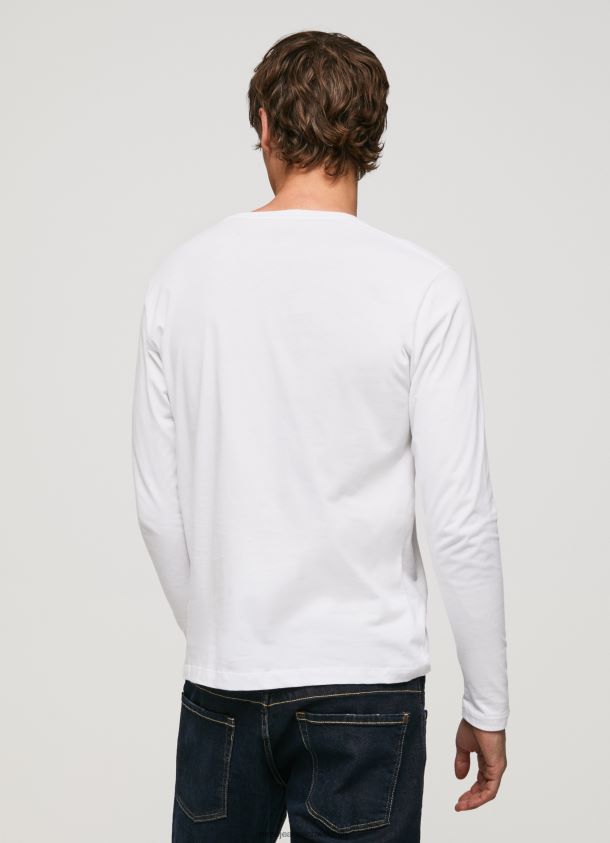 bedrucktes T-Shirt aus Baumwolle mit Logo Männer Pepe Jeans Weiss 84XH6T1018