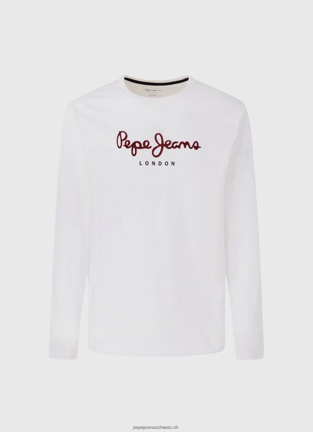 bedrucktes T-Shirt aus Baumwolle mit Logo Männer Pepe Jeans Weiss 84XH6T1018