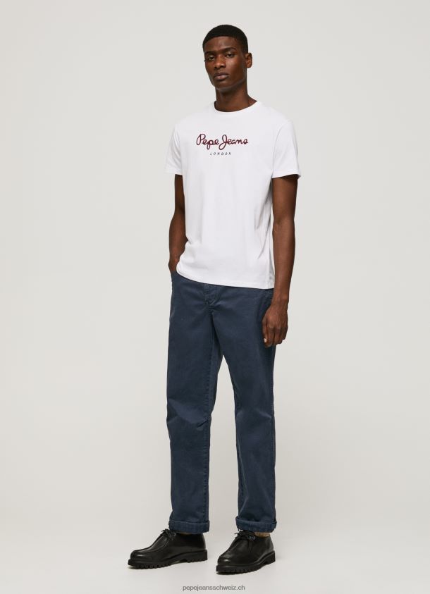 bedrucktes T-Shirt aus Baumwolle mit Logo Männer Pepe Jeans Weiss 84XH6T998