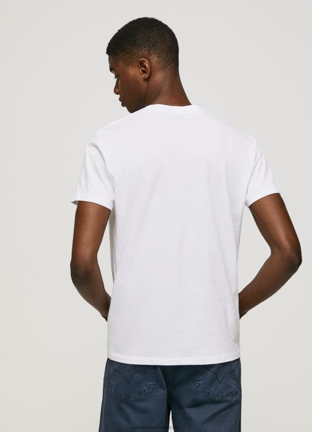 bedrucktes T-Shirt aus Baumwolle mit Logo Männer Pepe Jeans Weiss 84XH6T998