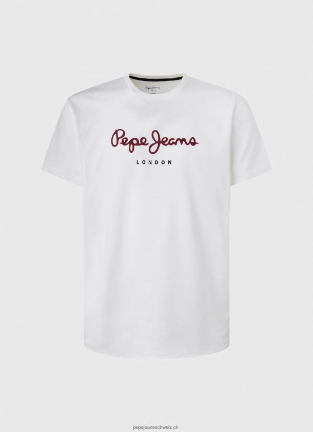 bedrucktes T-Shirt aus Baumwolle mit Logo Männer Pepe Jeans Weiss 84XH6T998