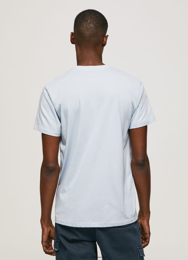 bedrucktes T-Shirt aus Baumwolle mit Logo Männer Pepe Jeans blau bleichen 84XH6T933