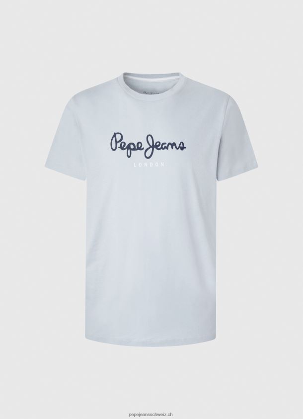 bedrucktes T-Shirt aus Baumwolle mit Logo Männer Pepe Jeans blau bleichen 84XH6T933