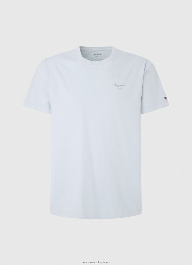 bedrucktes T-Shirt aus Baumwolle mit Logo Männer Pepe Jeans blau bleichen 84XH6T947