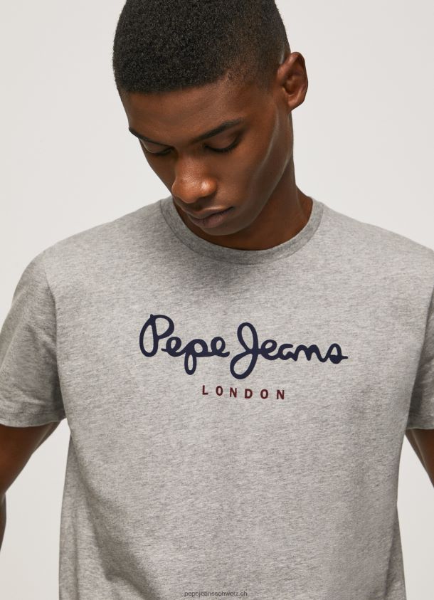 bedrucktes T-Shirt aus Baumwolle mit Logo Männer Pepe Jeans grau meliert 84XH6T1001