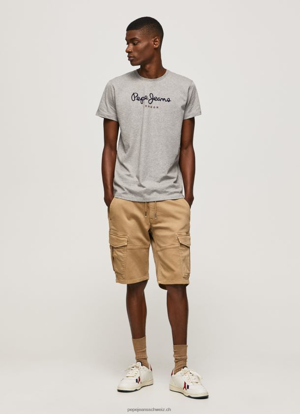 bedrucktes T-Shirt aus Baumwolle mit Logo Männer Pepe Jeans grau meliert 84XH6T1001