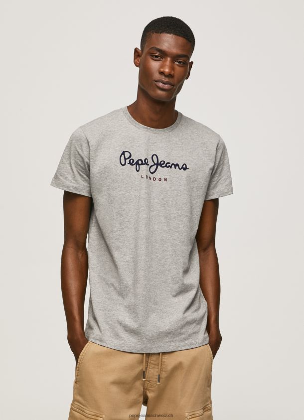 bedrucktes T-Shirt aus Baumwolle mit Logo Männer Pepe Jeans grau meliert 84XH6T1001